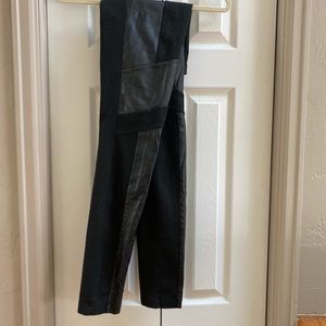 BCBG Black Cancetta Leather Panel Leggings